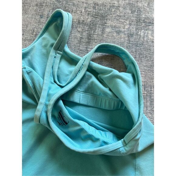 Nike Aquamarine Dri Fit Mesh Panel Racerback Tank w Built In Shelf Bra Small - Picture 3 of 5